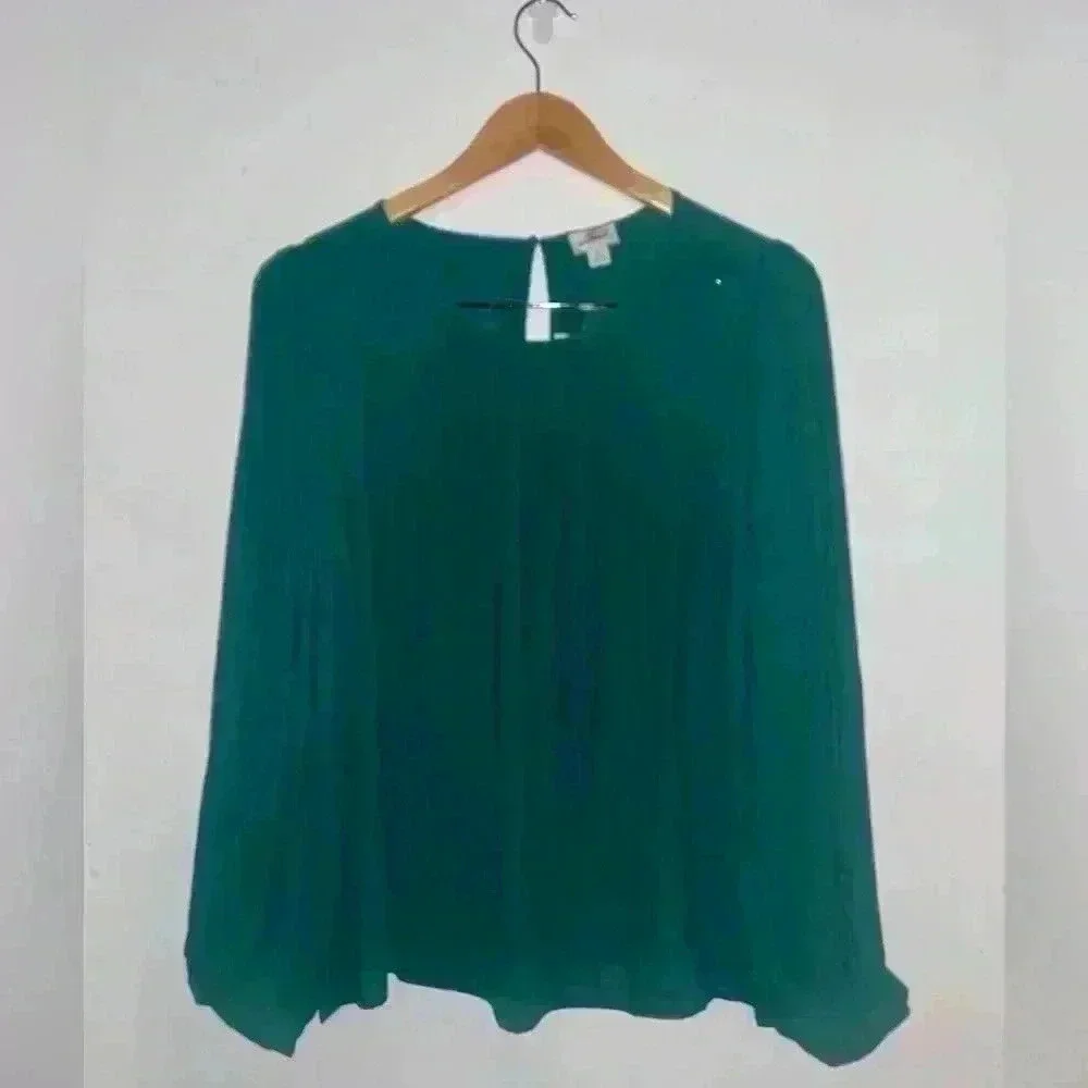 J crew pleated sleeve top academic green